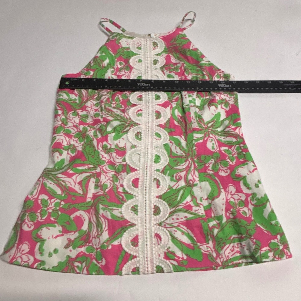 Lilly Pulitzer Annabelle Top Womens Size 6 Pink Green Floral Lace Cotton - Picture 5 of 7